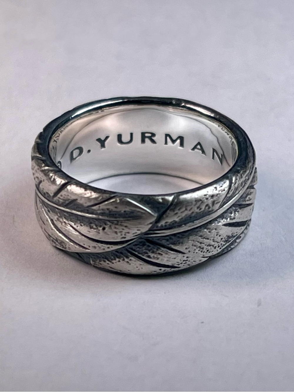 David Yurman Sterling Silver Southwest Feather Band Ring - Silverd